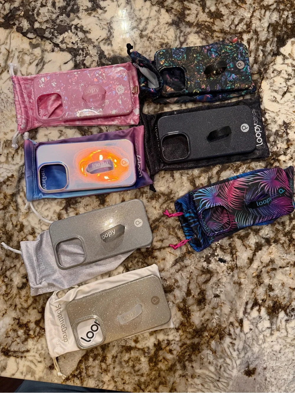 Lot of 7 Loopy iPhone 13 Pro Righty Cases With Pouches